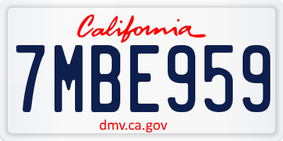 CA license plate 7MBE959