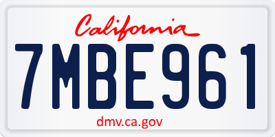 CA license plate 7MBE961