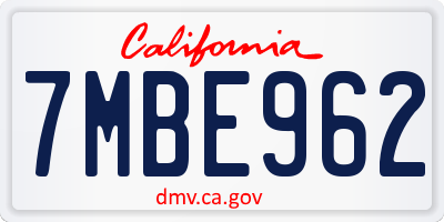 CA license plate 7MBE962