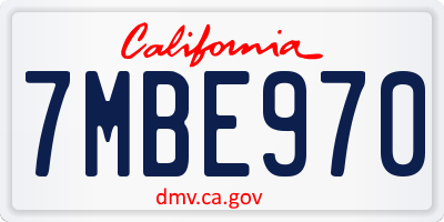 CA license plate 7MBE970