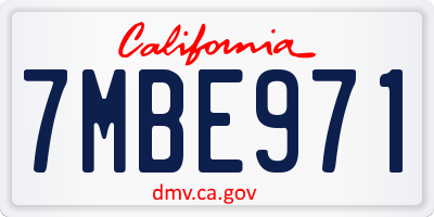 CA license plate 7MBE971