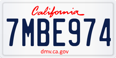 CA license plate 7MBE974