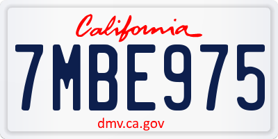 CA license plate 7MBE975