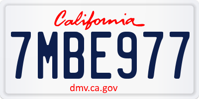 CA license plate 7MBE977