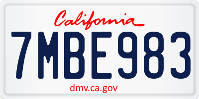 CA license plate 7MBE983
