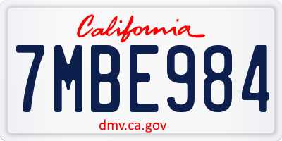 CA license plate 7MBE984