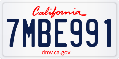 CA license plate 7MBE991