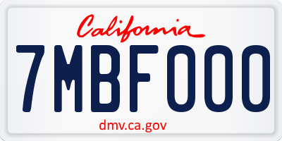 CA license plate 7MBF000