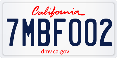 CA license plate 7MBF002