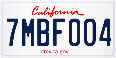 CA license plate 7MBF004