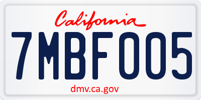 CA license plate 7MBF005