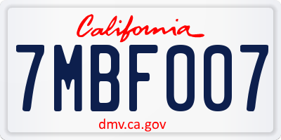 CA license plate 7MBF007