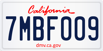 CA license plate 7MBF009