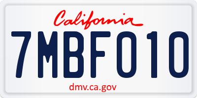 CA license plate 7MBF010