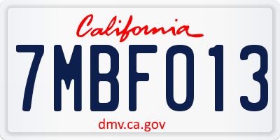 CA license plate 7MBF013