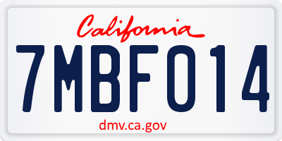 CA license plate 7MBF014