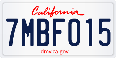 CA license plate 7MBF015