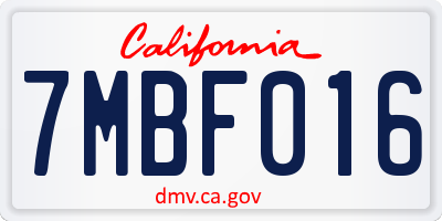 CA license plate 7MBF016