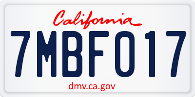 CA license plate 7MBF017