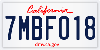 CA license plate 7MBF018