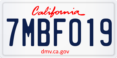 CA license plate 7MBF019