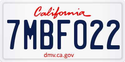 CA license plate 7MBF022