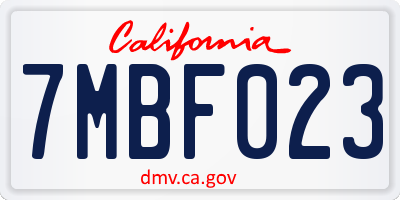 CA license plate 7MBF023