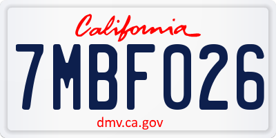 CA license plate 7MBF026