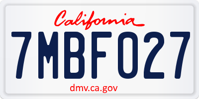 CA license plate 7MBF027