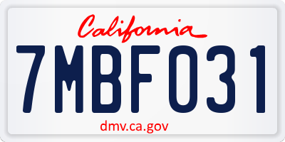 CA license plate 7MBF031