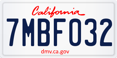 CA license plate 7MBF032