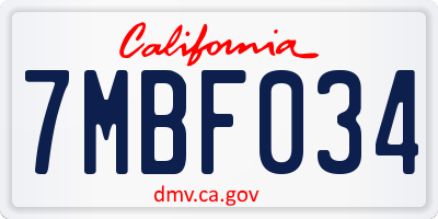 CA license plate 7MBF034
