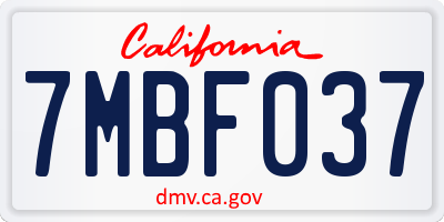 CA license plate 7MBF037