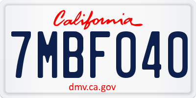 CA license plate 7MBF040