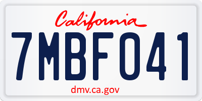 CA license plate 7MBF041