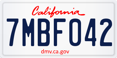 CA license plate 7MBF042