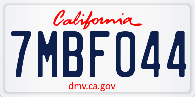 CA license plate 7MBF044