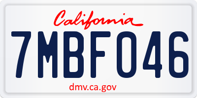 CA license plate 7MBF046