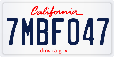 CA license plate 7MBF047