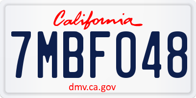CA license plate 7MBF048