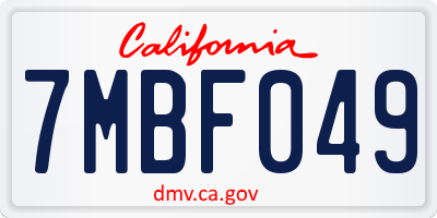 CA license plate 7MBF049