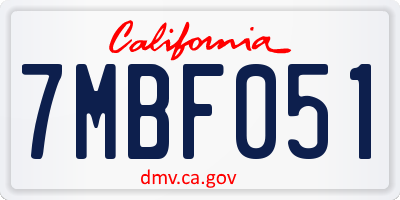 CA license plate 7MBF051