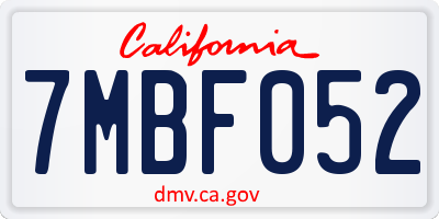 CA license plate 7MBF052