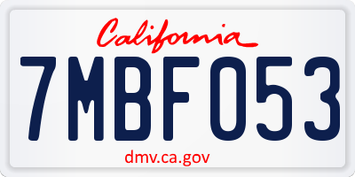 CA license plate 7MBF053