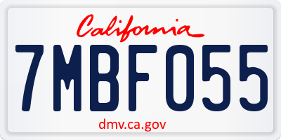 CA license plate 7MBF055