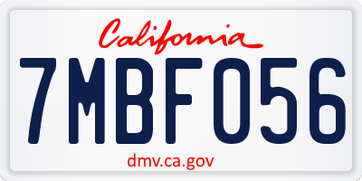 CA license plate 7MBF056