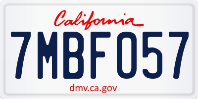 CA license plate 7MBF057