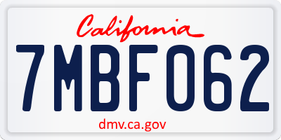 CA license plate 7MBF062