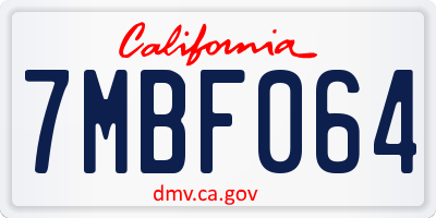 CA license plate 7MBF064