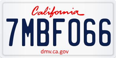 CA license plate 7MBF066